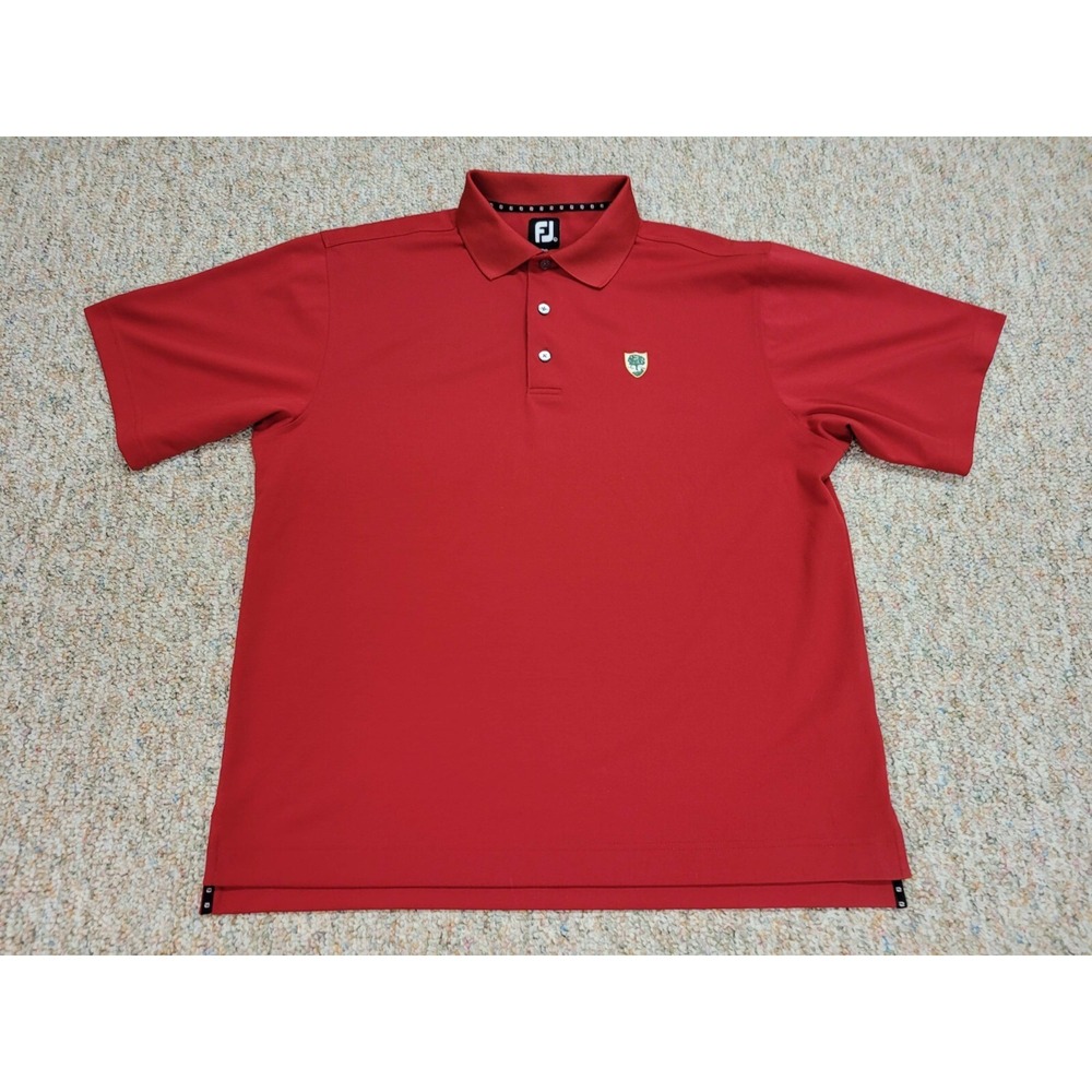 FootJoy Polo Shirt Mens Large Red Golf Performance Short Sleeve Stretch Crest‎
